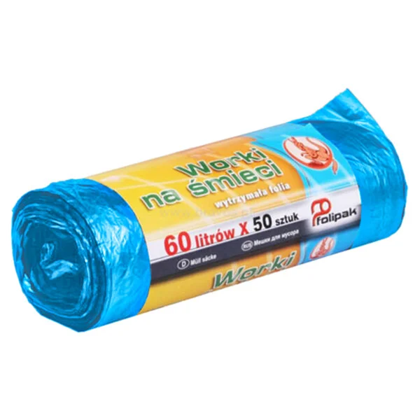 WORKI NA ŚMIECI 60L NIEBIESKIE ROLKA AŻ 50SZT