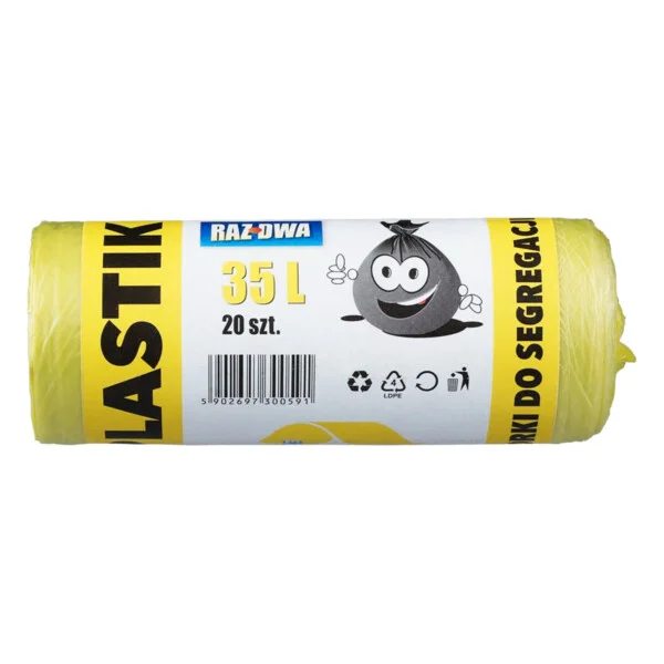 WORKI DO SEGREGACJI ODPADÓW 35L ŻÓŁTE PLASTIK 20 SZT.
