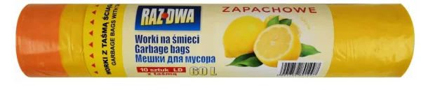 Zapachowe Worki na Śmieci 60L 10szt Taśma Ściągają - obrazek 3