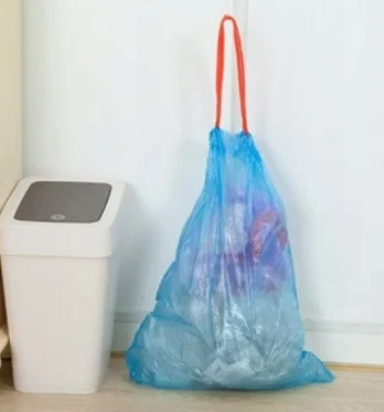 WORKI NA ŚMIECI Z TAŚMĄ 60L 10 SZT NIEBIESKIE LD MOCNE - obrazek 2