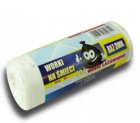 WORKI NA ŚMIECI ŁAZIENKOWE 20L ROLKA 40SZT BIAŁE