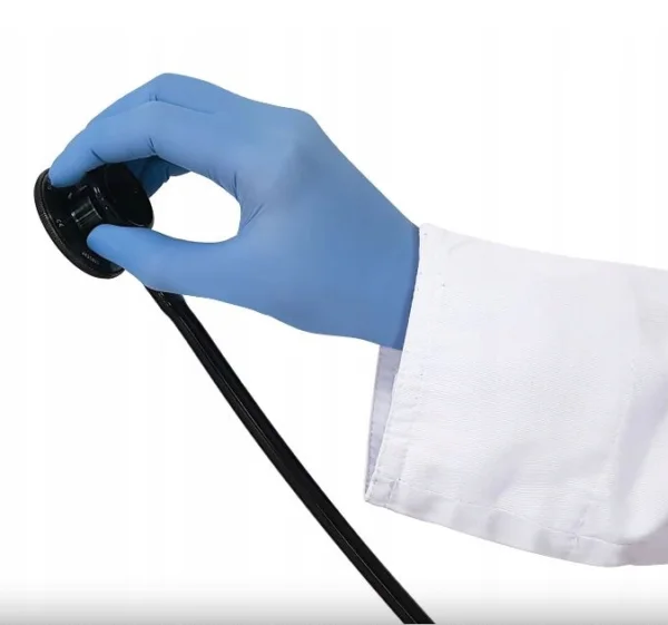 Rękawice nitrylowe diagnostyczne bezpudrowe NIEBIESKIE Rozmiar L 100 sztuk - obrazek 2