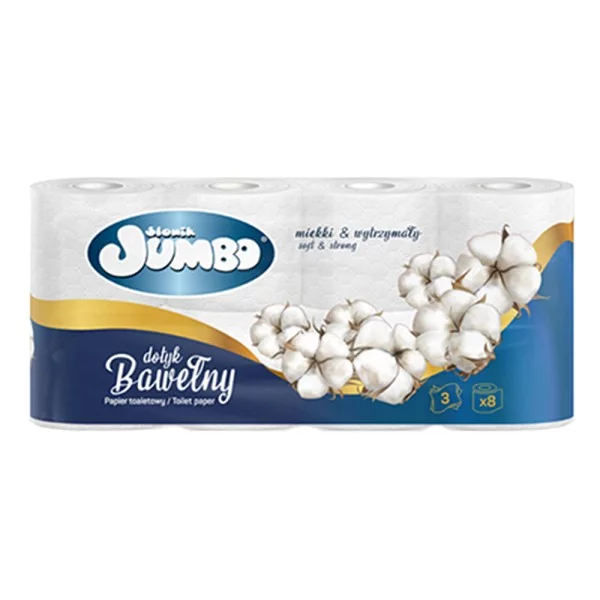 Papier toaletowy Słonik Jumbo 3 warstwy 8 rolek Dotyk Bawełny - obrazek 2
