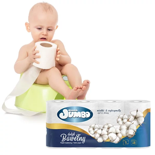 Papier toaletowy Słonik Jumbo 3 warstwy 8 rolek Dotyk Bawełny - obrazek 4