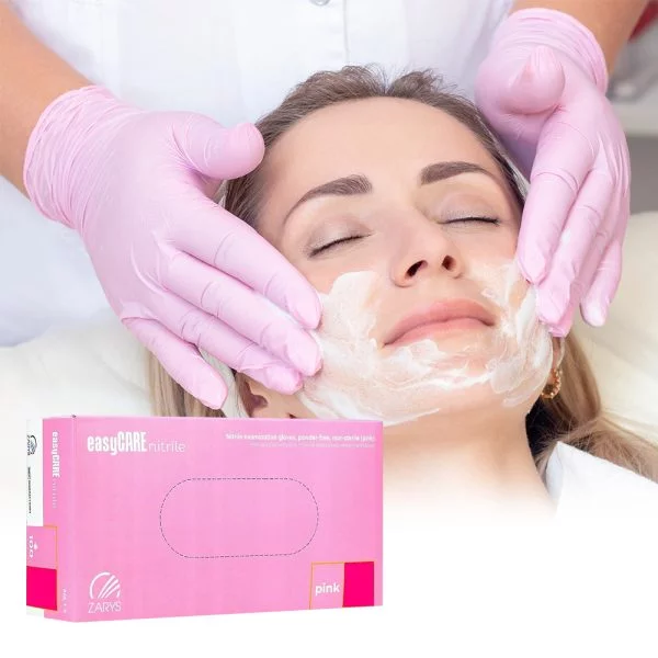 RĘKAWICZKI RĘKAWICE NITRYLOWE BEZPUDROWE EASYCARE ROZ. S 100 szt RÓŻOWE - obrazek 3