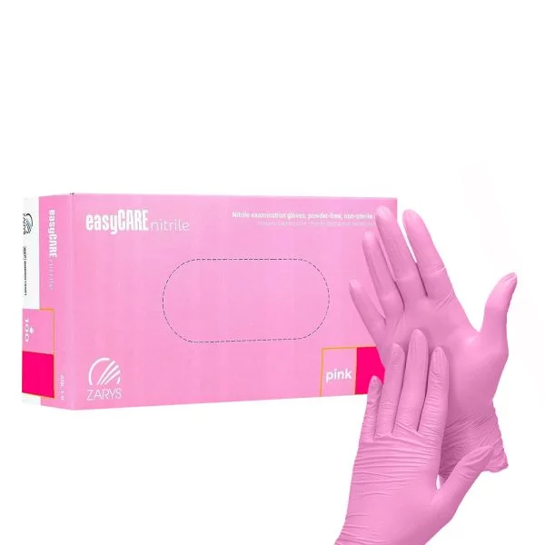 RĘKAWICZKI RĘKAWICE NITRYLOWE BEZPUDROWE EASYCARE ROZ. S 100 szt RÓŻOWE