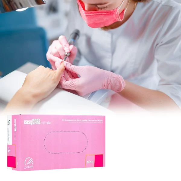 RĘKAWICZKI RĘKAWICE NITRYLOWE BEZPUDROWE EASYCARE ROZ. S 100 szt RÓŻOWE - obrazek 4