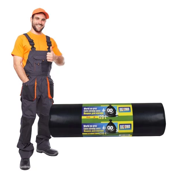 Worki budowlane na gruz 120L, 100 mikronów, wytrzymałe, 10 sztuk w rolce - obrazek 2